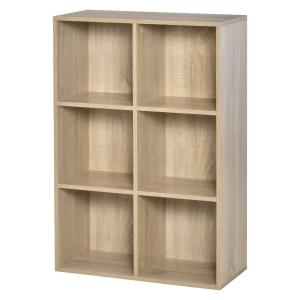 HOMCOM Estantería para Libros Estantes de Madera de 3 Niveles con 6 Compartimentos de Almacenaje para Sala de Estar Dormitorio Oficina 65,5x30x97,5 cm Roble
