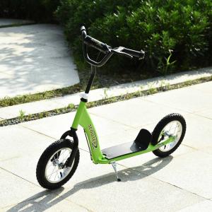 HOMCOM Patinete para Niños Mayores de 5 Años Scooter 2 Neumáticos Inflables de Caucho con Frenos Manillar Ajustable 117x52x80-85 cm Verde