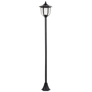 Outsunny Farola Solar con Panel Cargar Batería Protección al Ambiente 6 LED Encendido Automático de 6-8 Horas Instalar Fácil Negro 26,5x177cm DiámxAL