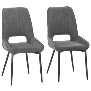 HOMCOM Conjunto de 2 Sillas de Comedor Tapizadas en Lino Transpirable con Asiento y Respaldo Acolchados Patas de Metal 59,5x50,5x92 cm Gris