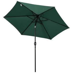Outsunny Sombrilla Parasol Reclinable con Manivela de Aluminio con Tela de Poliéster para Jardín Patio Terraza - Φ2.7x2.35m Verde