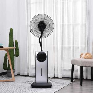 HOMCOM Ventilador Nebulizador Multidireccional Apto para Agua o Aceites Aromáticos con Programación de Apagado Automático Ф44.5x135cm