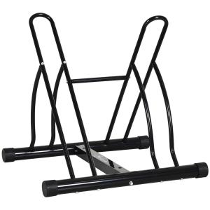 HOMCOM Soporte de Estacionamiento para 2 Bicicletas Garaje Interior Exterior Estable Portátil Almohadilla Antideslizante 60x54x57cm