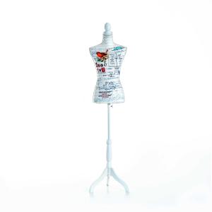 HOMCOM Maniquí Femenino de Costura Busto de Señora para Modistas Exhibición con Altura Ajustable a 130-168 cm Base de Trípode Blanco