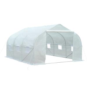Outsunny Invernadero con Cubierta para Jardín Patio Caseta 450x300x200cm Mosquitera Plantas Flores Blanco