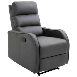 HOMCOM Sillón Relax con Reclinación Manual hasta 160grados con Reposapiés Retráctil Esponja de Densidad Tapizado en PU 65x89x100cm