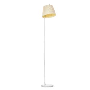 HOMCOM Lámpara de Pie Lámpara de Lectura Moderna con Pantalla de Lino Plisada Interruptor de Pedal para Dormitorio Sala de Estar Ø25x165 cm Blanco y Crema