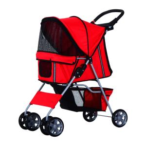 Pawhut 1571260031 - cochecito paseo mascotas rojo plegable 75x45x97cm