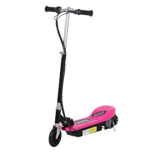 HOMCOM Patinete Plegable Niño Eléctrico tipo Scooter con Manillar Rosa Patinete Eléctrico Plegable tipo Scooter con Manillar Ajustable Freno y Pie de Apoyo 120W Carga 50kg 78x37x99cm (Rosa)