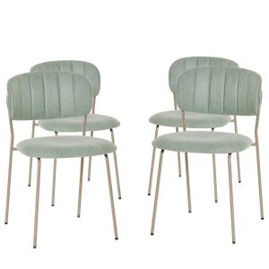 HOMCOM Juego de 4 Sillas de Comedor Apilables con Patas de Metal Estilo Moderno Nórdico para Cocina Bar Restaurante Carga Máx. 100 kg 49,5x55x81 cm Verde