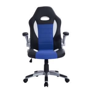HOMCOM Silla de Juego Escitorio Silla Giratorio de Ordenador para Jóvenes Ergonómica Regulable con Ruedas Azul