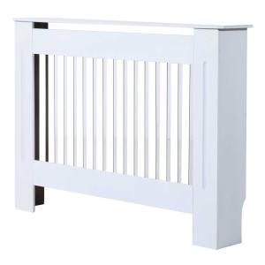 HOMCOM Cubierta de Radiador Cubre Radiador para Radiador Decorativa Diseño Moderno MDF 112x19x81cm Blanco