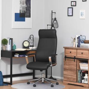 Vinsetto Silla de Oficina Ergonómica Giratoria Basculante Ajustable en Altura con Reposabrazos y Respaldo Alto Ruedas para Oficina Hogar 63x64x118,5-128 cm Negro