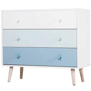 HOMCOM Cómoda Infantil con 3 Cajones Cajonera con Patas para Niños de Ropa o Juguetes 90x42x80cm Carga 20kg Azul