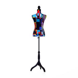 HOMCOM Maniquí Femenino de Costura Busto de Señora para Modistas Exhibición con Altura Ajustable a 130-168 cm Base de Trípode Negro