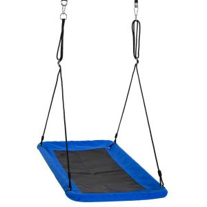 Outsunny Columpio para Niños de Jardín Nido Rectangular hasta 150 kg +3 Años con Cuerdas Ajustables Tela Oxford 900D y Metal 150x80x180 cm Azul