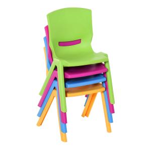 HOMCOM Sillas Apilables para Niños Juego de 4 Sillas de Aprendizaje para Interiores y Exteriores Escuela Hogar Jardín de PP Carga Máx. 30kg 36x38x56,5 cm Multicolor