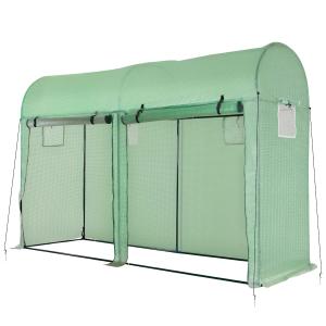 Outsunny Invernadero Caseta de Jardín Tipo Túnel Invernadero con 4 Ventanas y 2 Puertas para Cultivos Plantas Flores de PE y Acero 300x100x200 cm Verde