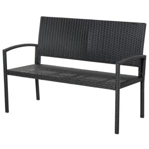 Outsunny Banco Jardín Lounge Silla 2 Plazas Muebles para Jardín Exterior Terraza 2 Plazas Ratán Sintético Carga 320kg 122x60x87cm Marco Acero