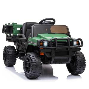 HOMCOM Coche Eléctrico para Niños de +3 Años Todoterreno con 2 Motores Control Remoto 2,4 GHz Batería Recargable 120x67x65 cm Verde