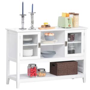 HOMCOM Aparador Buffet Moderno con 3 Estantes y 2 Armarios de Puertas Mueble Auxiliar Multiusos para Cocina Comedor Salón 115x39,5x81cm Blanco