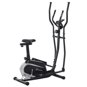 HOMCOM Bicicleta Elíptica de Fitness con Resistencia Magnética Ajustable Sillín Regulable Pantalla LCD Pulsómetro y Volante de Inercia 3 kg 103x62x151 cm Negro