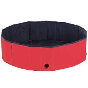 PawHut Piscina Plegable para Perros Gatos Ø120x30 cm Bañera Portátil para Mascotas PVC Antideslizante Múltiples Usos para Interiores y Exteriores Color Rojo