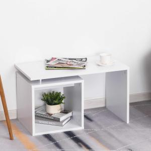 HOMCOM Mesa de Café Madera con Compartimento Abierto Mesa Baja Mesa de Centro Auxiliar Blanca Lacada 77x40x44cm