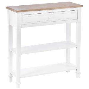 HOMCOM Mesa de Consola Multifuncional Mesa Auxiliar para Sala Pasillo Comedor con 2 Estantes 1 Cajón Extraíble Manija 75,6x27,5x80,5 cm