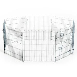 PawHut Parque para Mascotas Valla Corral 8 Vallas 76x63cm + Puerta Entrenamiento Perros