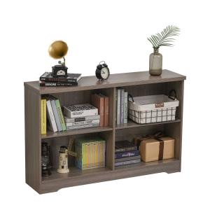 HOMCOM Estantería de Madera Librería Biblioteca de 4 Compartimentos con Baldas Ajustables para Libros Archivos 119,5x29,5x76,5 cm Marrón nogal