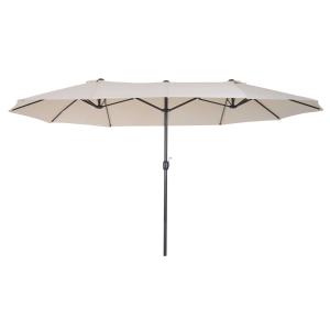 Outsunny Sombrilla Parasol Doble para Jardín 4,6x2,7x2,4 m Sombrilla Gigante Anti UV con Manivela para Exterior Patio Terraza Piscina Color Beige