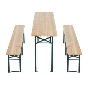 Outsunny Conjunto de Muebles para Jardín Muebles Cervecería Multiuso para 4-6 Personas Conjunto de Mesa y 2 Bancos Plegables para Picnic Cerveza Camping Picnic Exterior