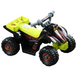 HOMCOM Quad Bateria 6V Moto Eléctrica Infantil Niños +18 Meses Velocidad 2'5 Km/h Carga Máx 20 Kg Sonido Luces CARGADOR INCLUIDO Negro y Amarillo