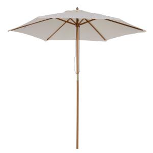 Outsunny Sombrilla Parasol para Terraza Playa Jardín Piscina Patio Camping - Color Crema - Poliéster Madera - 250x225 cm