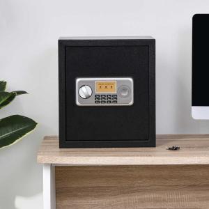 HOMCOM Caja fuerte Electrónica Sólida Caja de Seguridad con Llave 2 Códigos para Casa Oficina Capacidad de 32 L Acero 35x30x39,3 cm Negro