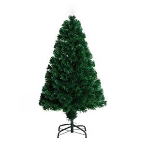 HOMCOM Árbol de Navidad 120cm Artificial Árboles de Abeto con Soporte Fibra Óptica Brillante LED Multicolor Ignífugo