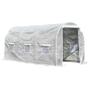 Outsunny Invernadero de Jardín 4x2x2m Huerto Tipo Túnel 6 Ventanas Cultivos Plantas y Verduras Cubierta PE 140g/㎡