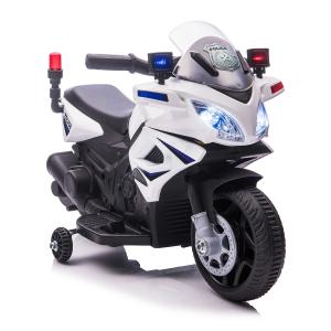 HOMCOM Moto Eléctrica Infantil de Policía Batería 6V Recargable para Niños de +18 Meses con Faros Bocina y Ruedas de Equilibrio Velocidad Máx. de 3 km/h 69x39x43 cm Multicolor