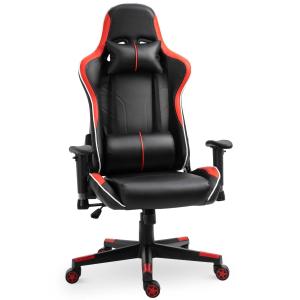 Vinsetto Racing Silla Reclinable hasta 160° Ajustable en Altura Profesional Silla Gaming Ergonómica con Reposacabezas Soporte Lumbar Cómodo 70x60x128-138 cm Negro Rojo