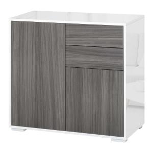 HOMCOM Aparador Auxiliar con 2 Puertas 2 Cajones y Estante Ajustable Apertura a Presión Mueble Organizador de Almacenaje para Dormitorio Salón 79x36x74 cm Gris