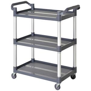 HOMCOM Carro de Almacenamiento Multiusos Carrito de 3 Niveles para Cocina Hotel Restaurante 4 Ruedas Universales Carga Total 300 kg 88x44x93cm