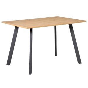 HOMCOM Mesa de Comedor Rectangular Mesa de Cocina Salón Moderna con Patas de Metal y Almohadillas Ajustables 120x80x76 cm Color Roble