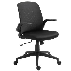 Vinsetto Silla de Oficina Ergonómica Silla Escritorio Giratoria Ajustable en Altura con Reposabrazos Abatible Soporte Lumbar y Respaldo Transpirable 57x61x93-102 cm Negro