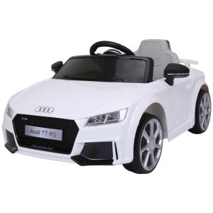 HOMCOM Audi TT Eléctrico Infantil Coche Juguete Niño 3 Años+ con Mando a Distancia con Música y Luces Batería 6V Doble Puerta Carga 30kg Color Blanco