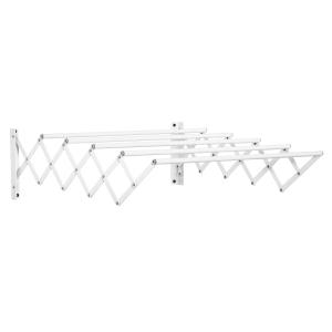 HOMCOM Tendedero de Pared Extensible de 63,5 cm Tendedero de Ropa de Metal con 5 Barras para Interior y Exterior Baño Balcón Carga 10 kg 63,5x60x20 cm Blanco