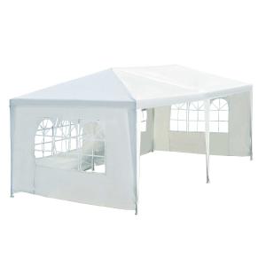 Outsunny Carpa Pabellón de Jardín tipo Gazebo 600x300x255 cm con 4 Paredes Laterales - Acero y Poliéster - Color Blanco