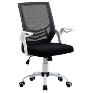 Vinsetto Silla de Oficina Ergonómica Silla Escritorio Giratoria con Altura Ajustable Reposabrazos Abatible Soporte Lumbar y Respaldo Transpirable 62,5x55x94-104 cm Negro