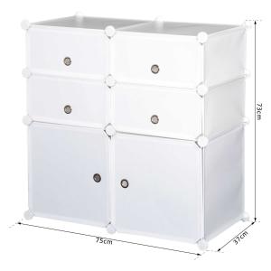 HomCom Armario Modular Plástico Estantería 6 Cubos Ropero Zapatero Combinado