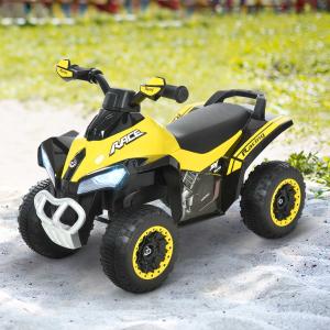 HOMCOM Quad Andador Cuatrimoto para Niños Mayores de 18 Meses con Función de Luces y Música Diseño Novedoso 67,5x38x44 cm Amarillo